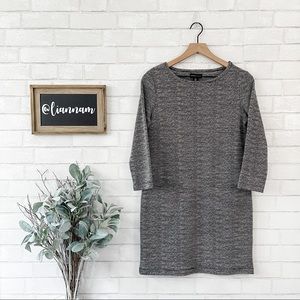 ADRIENNE VITTADINI Black & White Long Sleeve Pocket Dress